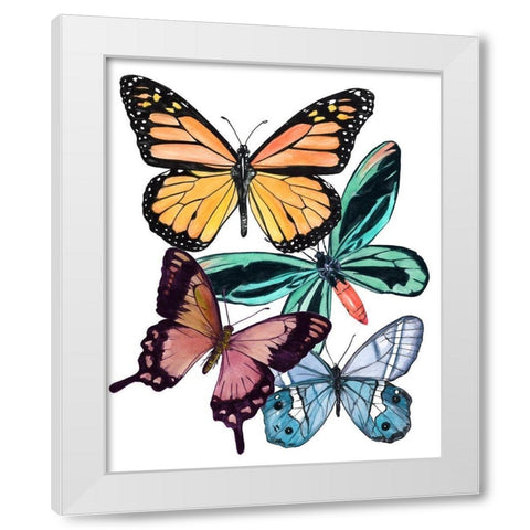 Butterfly Swatches I White Modern Wood Framed Art Print by Wang, Melissa