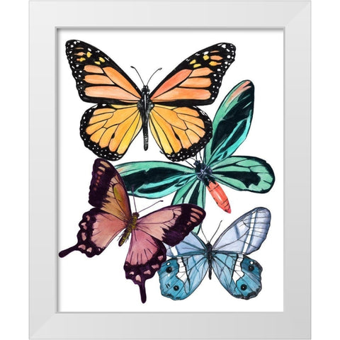 Butterfly Swatches I White Modern Wood Framed Art Print by Wang, Melissa