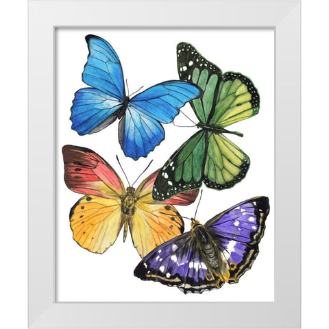 Butterfly Swatches II White Modern Wood Framed Art Print by Wang, Melissa