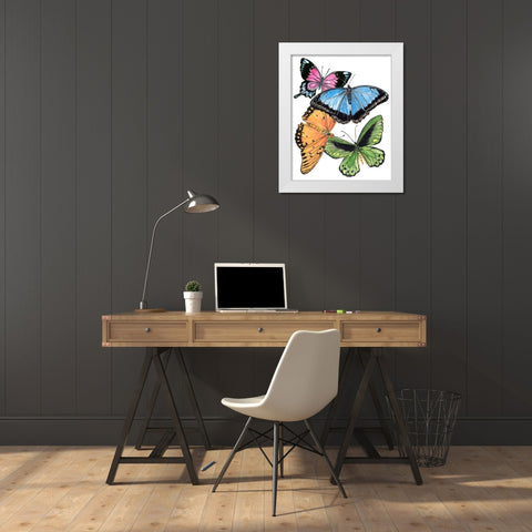 Butterfly Swatches III White Modern Wood Framed Art Print by Wang, Melissa