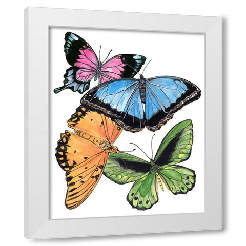 Butterfly Swatches III White Modern Wood Framed Art Print by Wang, Melissa