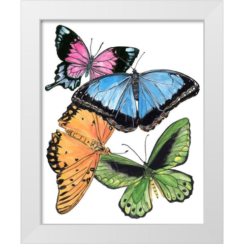 Butterfly Swatches III White Modern Wood Framed Art Print by Wang, Melissa