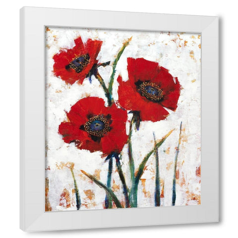 Red Poppy Fresco I White Modern Wood Framed Art Print by OToole, Tim