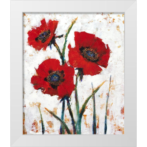 Red Poppy Fresco I White Modern Wood Framed Art Print by OToole, Tim