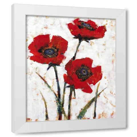 Red Poppy Fresco II White Modern Wood Framed Art Print by OToole, Tim