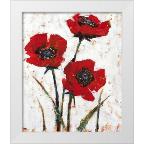 Red Poppy Fresco II White Modern Wood Framed Art Print by OToole, Tim