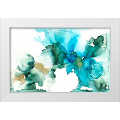 AqBloom II White Modern Wood Framed Art Print by Goldberger, Jennifer