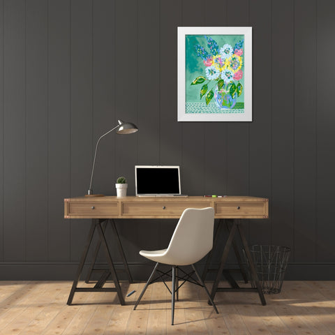 Pastel Blossoms II White Modern Wood Framed Art Print by Moore, Regina