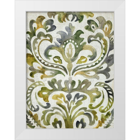 Verdant Damask II White Modern Wood Framed Art Print by Zarris, Chariklia