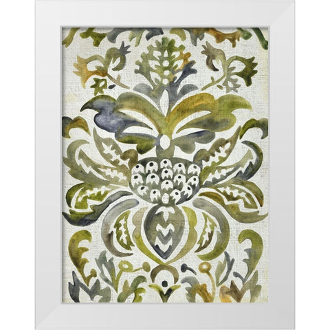 Verdant Damask IV White Modern Wood Framed Art Print by Zarris, Chariklia