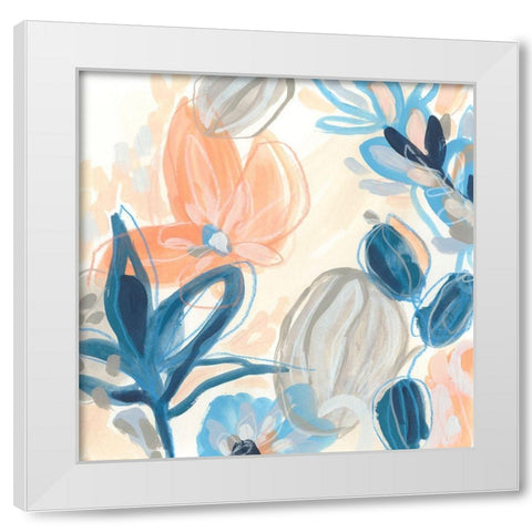 Terra Cotta Blooms I White Modern Wood Framed Art Print by Vess, June Erica