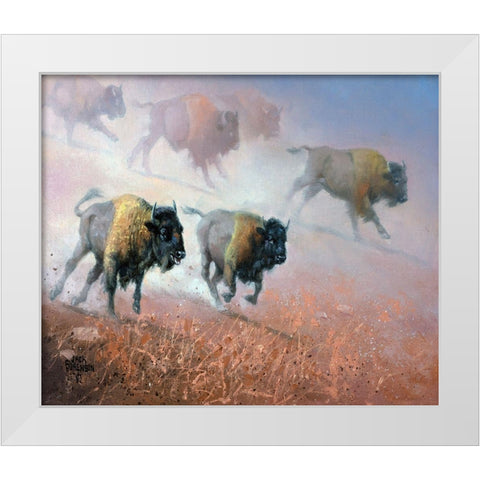 Plains Thunder White Modern Wood Framed Art Print by Sorenson, Jack