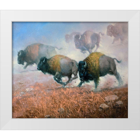 Prairie Thunder White Modern Wood Framed Art Print by Sorenson, Jack