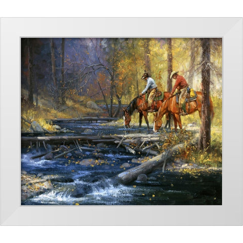 Cold Water and Falling Leaves White Modern Wood Framed Art Print by Sorenson, Jack