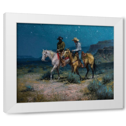 Night Riders White Modern Wood Framed Art Print by Sorenson, Jack