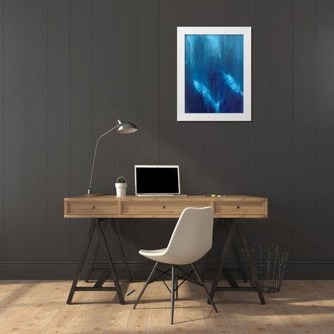Azul Profundo Triptych I White Modern Wood Framed Art Print by Wilkins, Suzanne