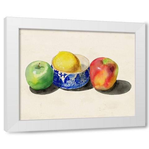 Still Life with Apples and Lemon I White Modern Wood Framed Art Print by Ludwig, Alicia