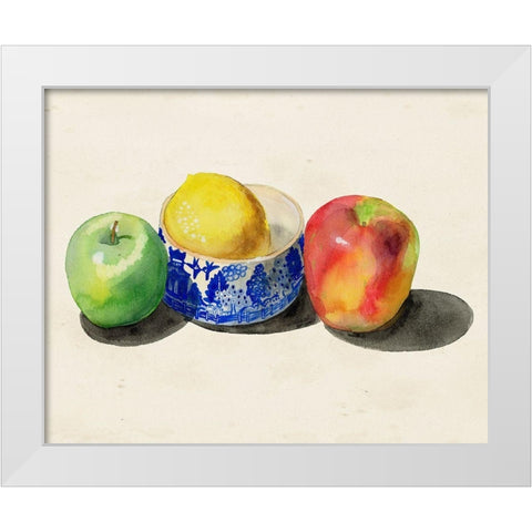 Still Life with Apples and Lemon I White Modern Wood Framed Art Print by Ludwig, Alicia