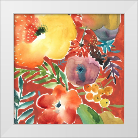 Abundant Florals III White Modern Wood Framed Art Print by Zarris, Chariklia