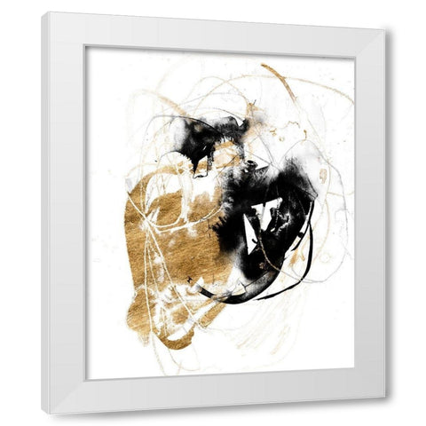 Black and Gold Splash III White Modern Wood Framed Art Print by Goldberger, Jennifer