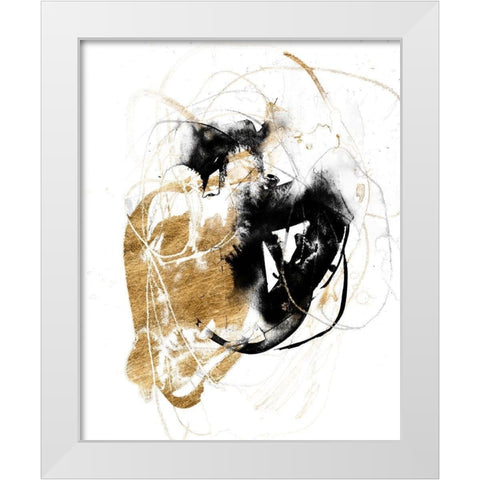 Black and Gold Splash III White Modern Wood Framed Art Print by Goldberger, Jennifer