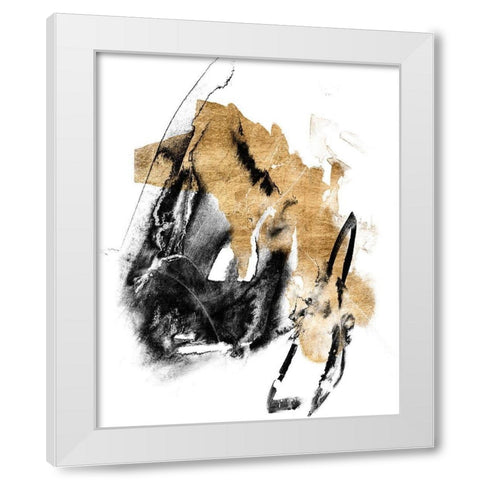 Black and Gold Splash IV White Modern Wood Framed Art Print by Goldberger, Jennifer