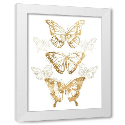 Gold Butterfly Contours II White Modern Wood Framed Art Print by Vess, June Erica