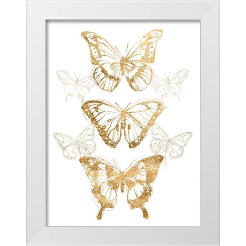 Gold Butterfly Contours II White Modern Wood Framed Art Print by Vess, June Erica