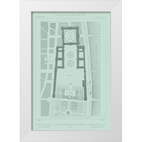 Mint and Slate Garden Plan I White Modern Wood Framed Art Print by Vision Studio