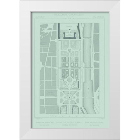Mint and Slate Garden Plan II White Modern Wood Framed Art Print by Vision Studio