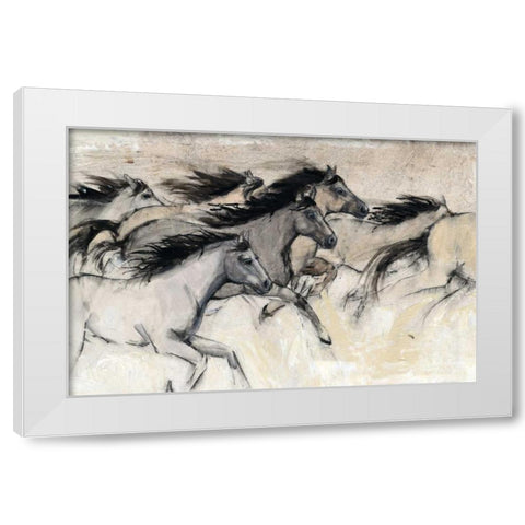 Horses in Motion I White Modern Wood Framed Art Print by OToole, Tim