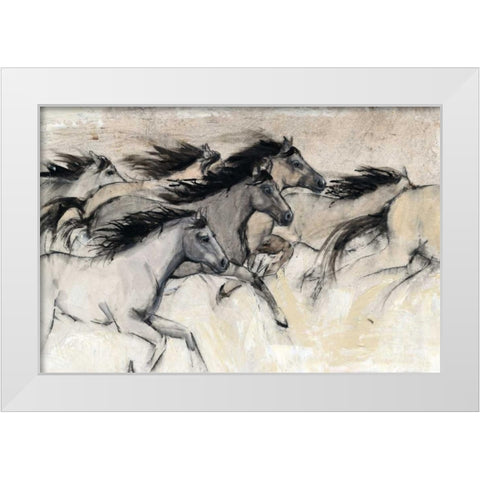 Horses in Motion I White Modern Wood Framed Art Print by OToole, Tim