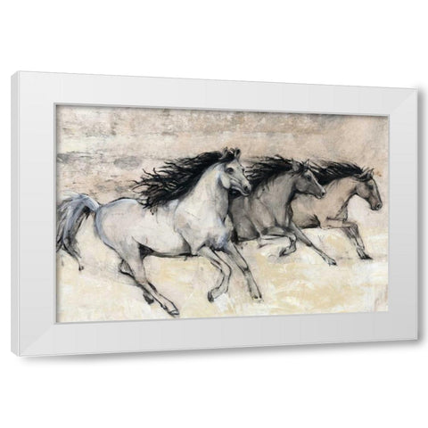 Horses in Motion II White Modern Wood Framed Art Print by OToole, Tim