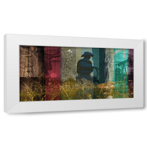 18x36 Cowboy Collage (ASH) White Modern Wood Framed Art Print by Jasper, Sisa