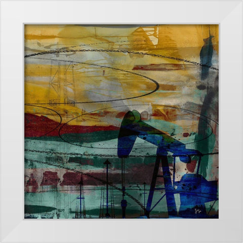 40x40 Oil Rig Abstract (ASH) White Modern Wood Framed Art Print by Jasper, Sisa
