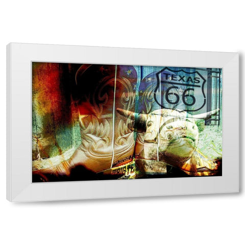 36x56 Boots and Route (ASH) White Modern Wood Framed Art Print by Jasper, Sisa