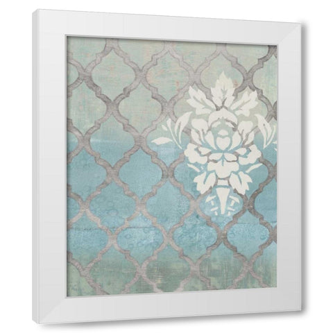 Teal and Arabesque I White Modern Wood Framed Art Print by Studio W