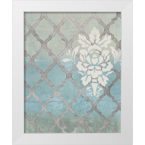 Teal and Arabesque I White Modern Wood Framed Art Print by Studio W