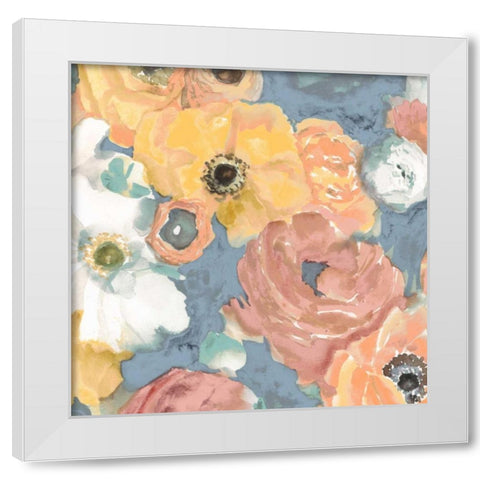 Happy Florals I White Modern Wood Framed Art Print by Studio W