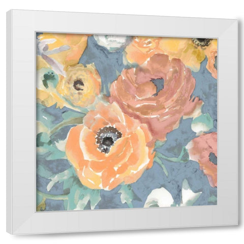 Happy Florals II White Modern Wood Framed Art Print by Studio W