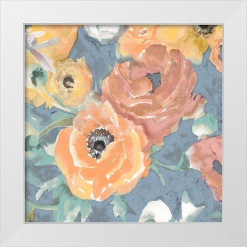 Happy Florals II White Modern Wood Framed Art Print by Studio W