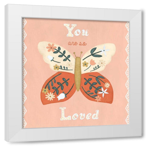 Folk Butterfly I White Modern Wood Framed Art Print by Vess, June Erica