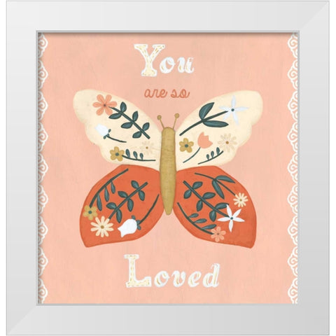 Folk Butterfly I White Modern Wood Framed Art Print by Vess, June Erica
