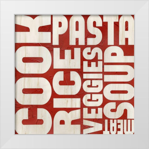 Small Kitchen Kitsch V White Modern Wood Framed Art Print by Vess, June Erica