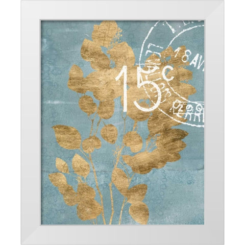 Postage Leaves I White Modern Wood Framed Art Print by Goldberger, Jennifer
