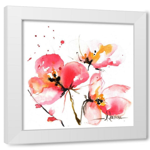 Blooms Hermanas IV White Modern Wood Framed Art Print by Herrera, Leticia
