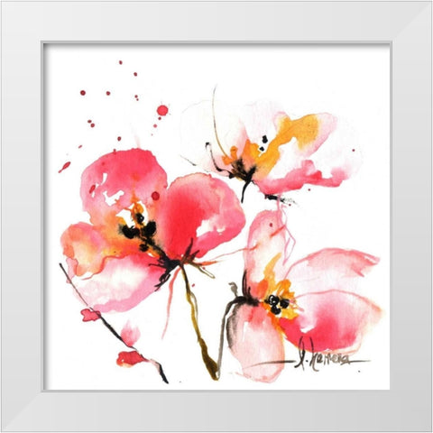 Blooms Hermanas IV White Modern Wood Framed Art Print by Herrera, Leticia