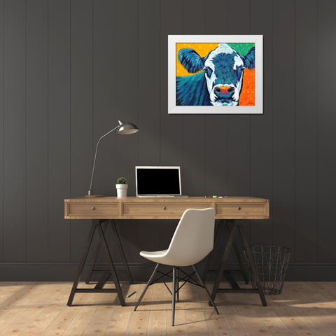 Colorful Country Cows I White Modern Wood Framed Art Print by Vitaletti, Carolee