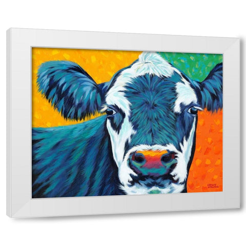 Colorful Country Cows I White Modern Wood Framed Art Print by Vitaletti, Carolee