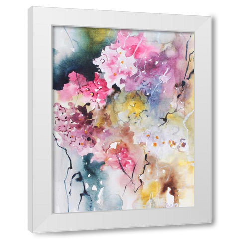 Blooms Aquas III White Modern Wood Framed Art Print by Herrera, Leticia